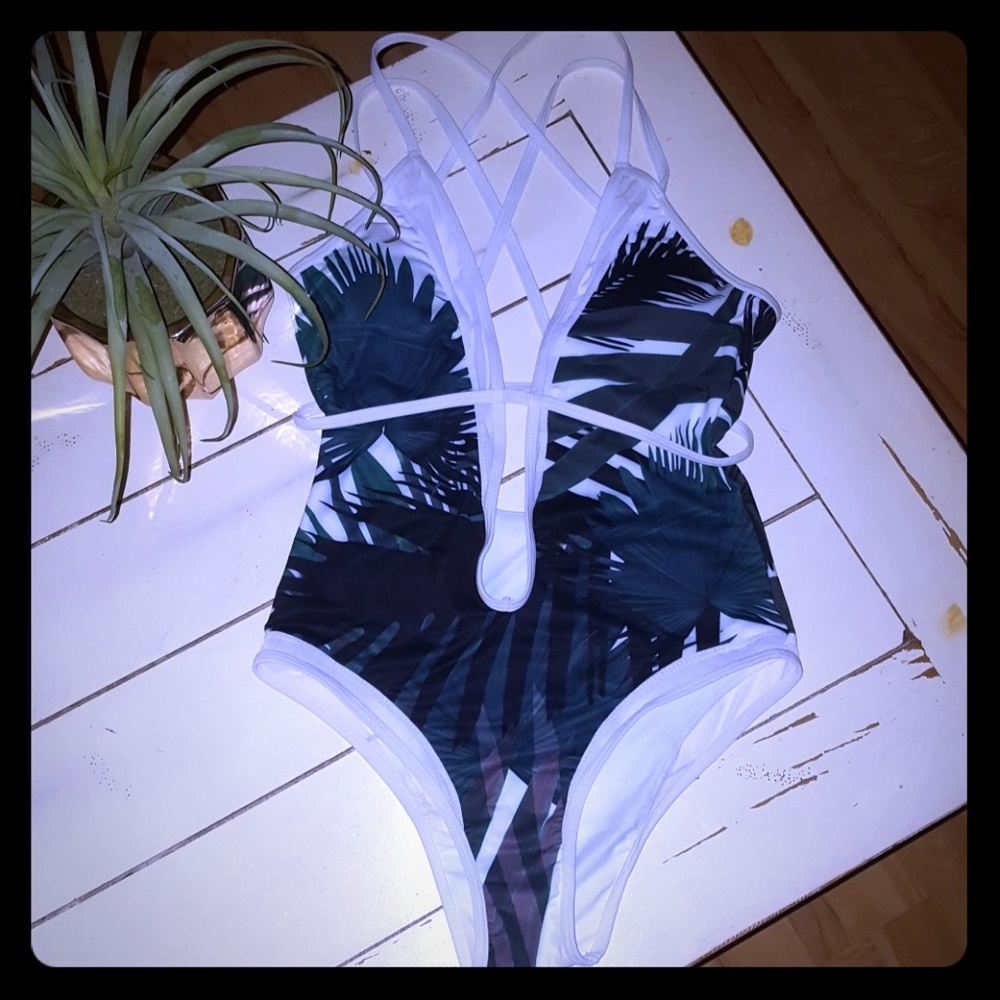 One piece palm themed swimsuit